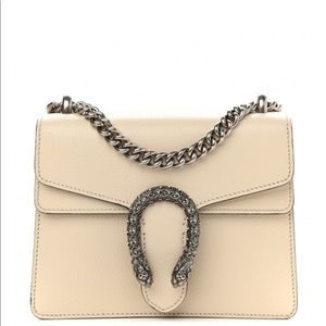 GUCCI Textured Calfskin Crystal Mini Dionysus Shoulder Bag Mystic White